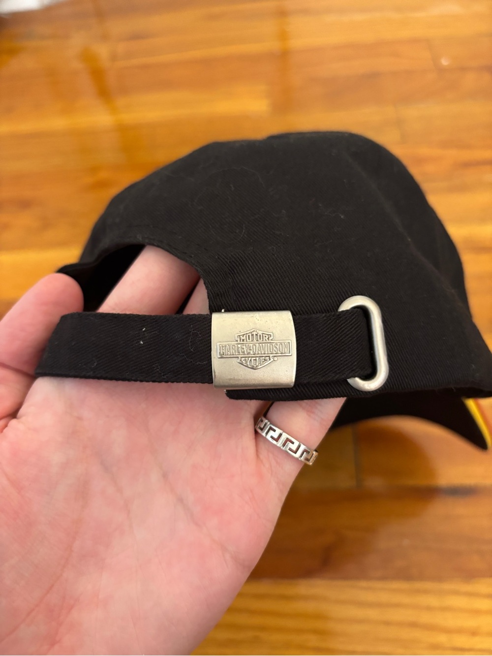 Harley-Davidson Black Baseball Cap with Orange Logo and Tan Accents - Picture 3 of 5